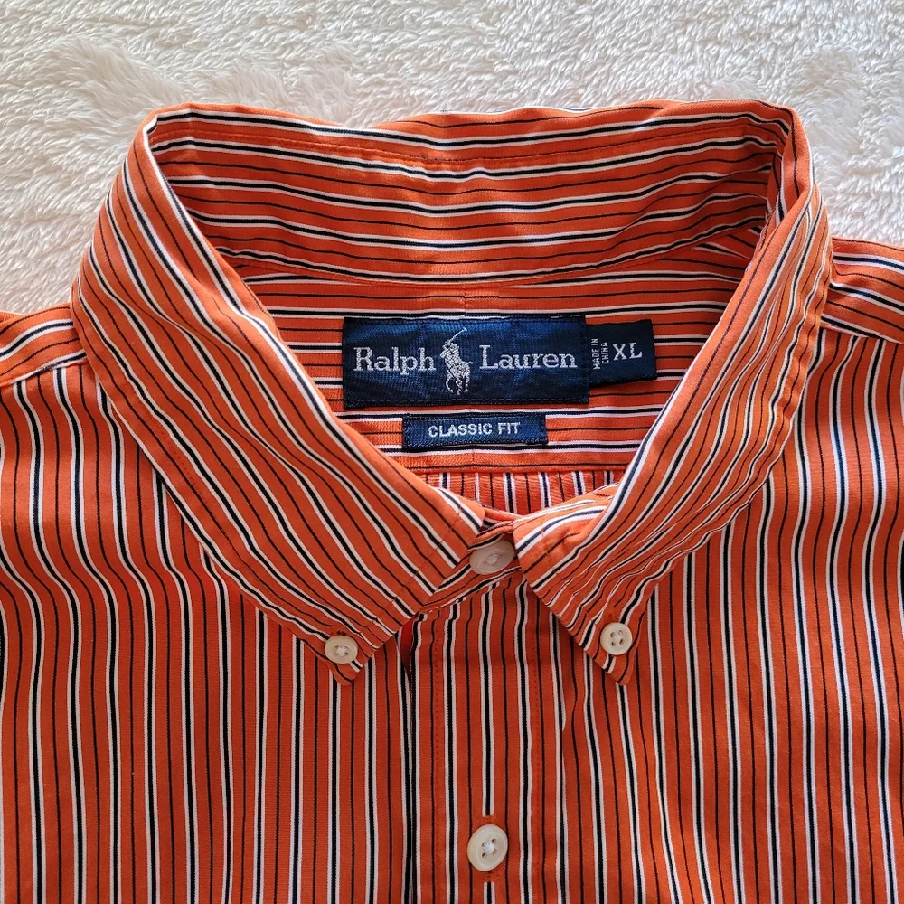 Ralph Lauren Classic Fit Striped Poplin Long-Sleeve Shirt, Men's Size XL - EUC - Picture 5 of 8